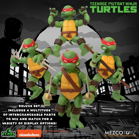 MEZCO - TMNT Teenager Mutant Ninja Turtles Action Figure DeLuxe Set