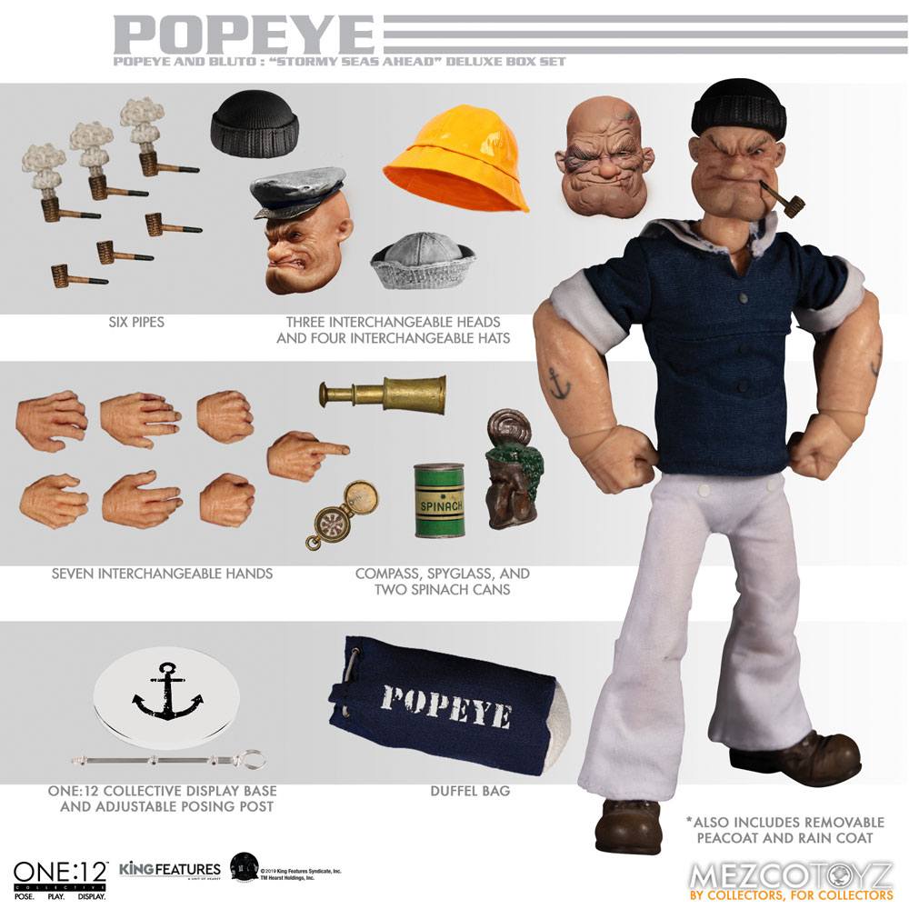 MEZCO - Popeye Action Figure 112 Popeye & Bluto Stormy Seas Ahead DeLuxe Box Set