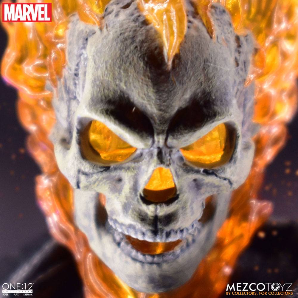 MEZCO TOYS - Ghost Rider Action Figure & Vehicle with Sound & Light Up 1/12 Ghost Rider & Hell Cycle