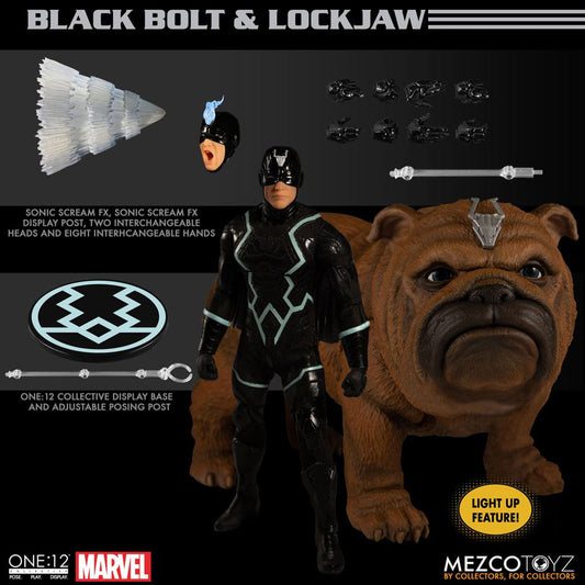MEZCO - Marvel - Universe Action Figure 112 Black Bolt & Light-Up Lockjaw