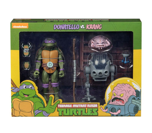 NECA - TMNT Teenager Mutant Ninja Turtles Action Figure 2 Pack Donatello vs Krang in Bubble Walker