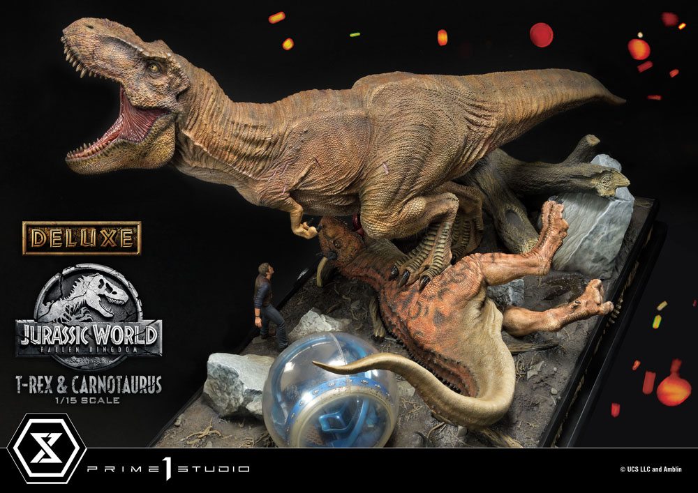 PRIME 1 STUDIOS - Jurassic World Fallen Kingdom Statue 1:15 T-Rex & Carnotaurus DeLuxe Ver