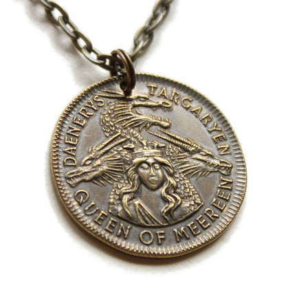 CINEREPLICA - Game of Thrones Iron Coin of Daenerys Targaryen Necklace