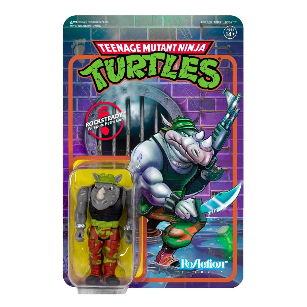 SUPER 7 - TMNT Teenager Mutant Ninja Turtles Reaction Action Figure Rocksteady