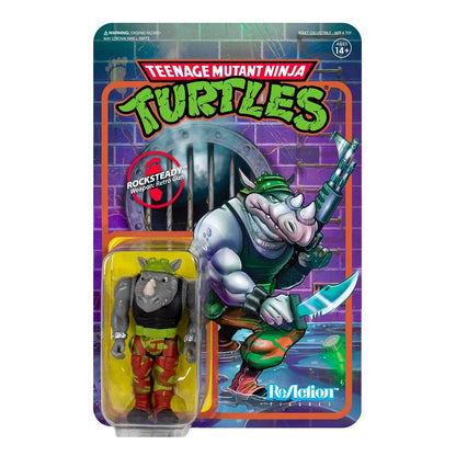 SUPER 7 - TMNT Teenager Mutant Ninja Turtles Reaction Action Figure Rocksteady